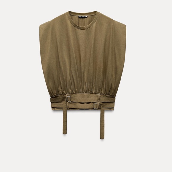 Elegant Olive Sleeveless Top - Picture 2 of 3